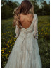 Ivory Lace Nude Lining V Back Sexy Boho Wedding Dress Ivory Lace Nude Lining V Back Sexy Boho Wedding Dress